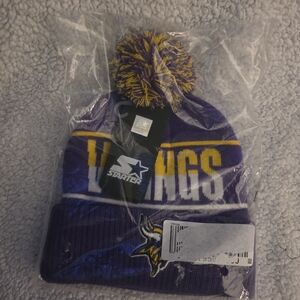 Starter Purple and Gold Beanie with Pom-Pom